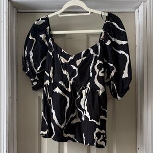 Nine West Black and White Patterned Blouse